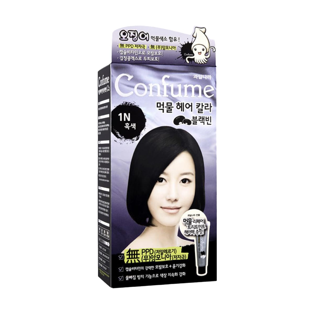 Фарба для волосся Welcos Confume Squid Ink Black Bean 1N Black, 160 г