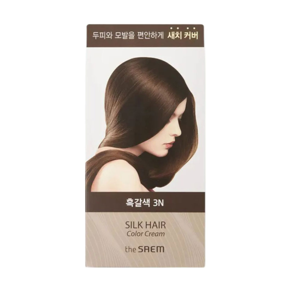 Крем-фарба для волосся The Saem Silk Hair Color Cream Gray Hair Cover, Brown Black, 120 г